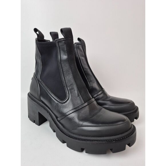 Tory Burch Women's Black Chelsea Lug Sole Ankle Leather Boots Bootie Size 11 M - Picture 1 of 7